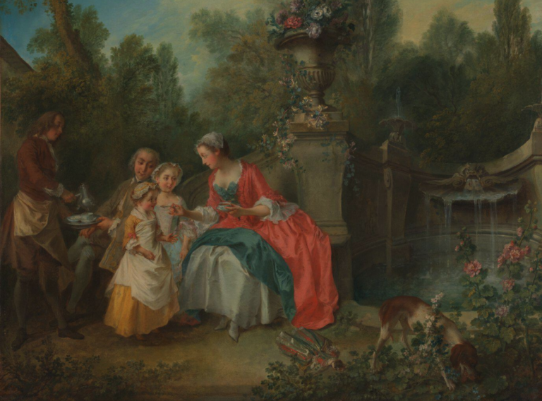 coffee painting: Nicolas Lancret, A Lady in the Garden Having Coffee with Children, c. 1742, National Gallery, London, UK. Detail.
